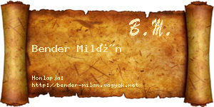 Bender Milán névjegykártya