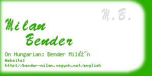 milan bender business card